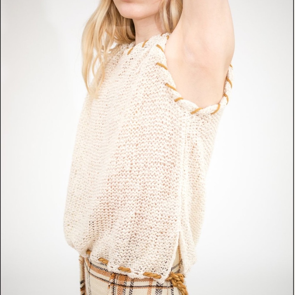 VERONIQUE LEROY SLEEVELESS KNITTED TOP - OFF WHITE SIZE M - Picture 3 of 12